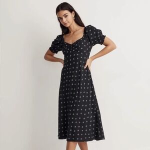 Madewell Sweetheart Puff-Sleeve Midi Dress in Stardot (NWT)